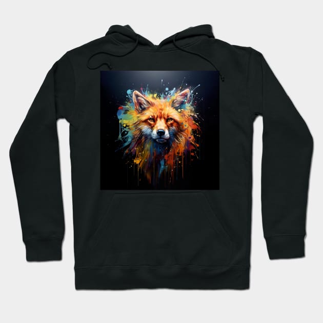 Bold Fox in Paint Splashes Hoodie by Geminiartstudio